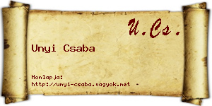 Unyi Csaba névjegykártya